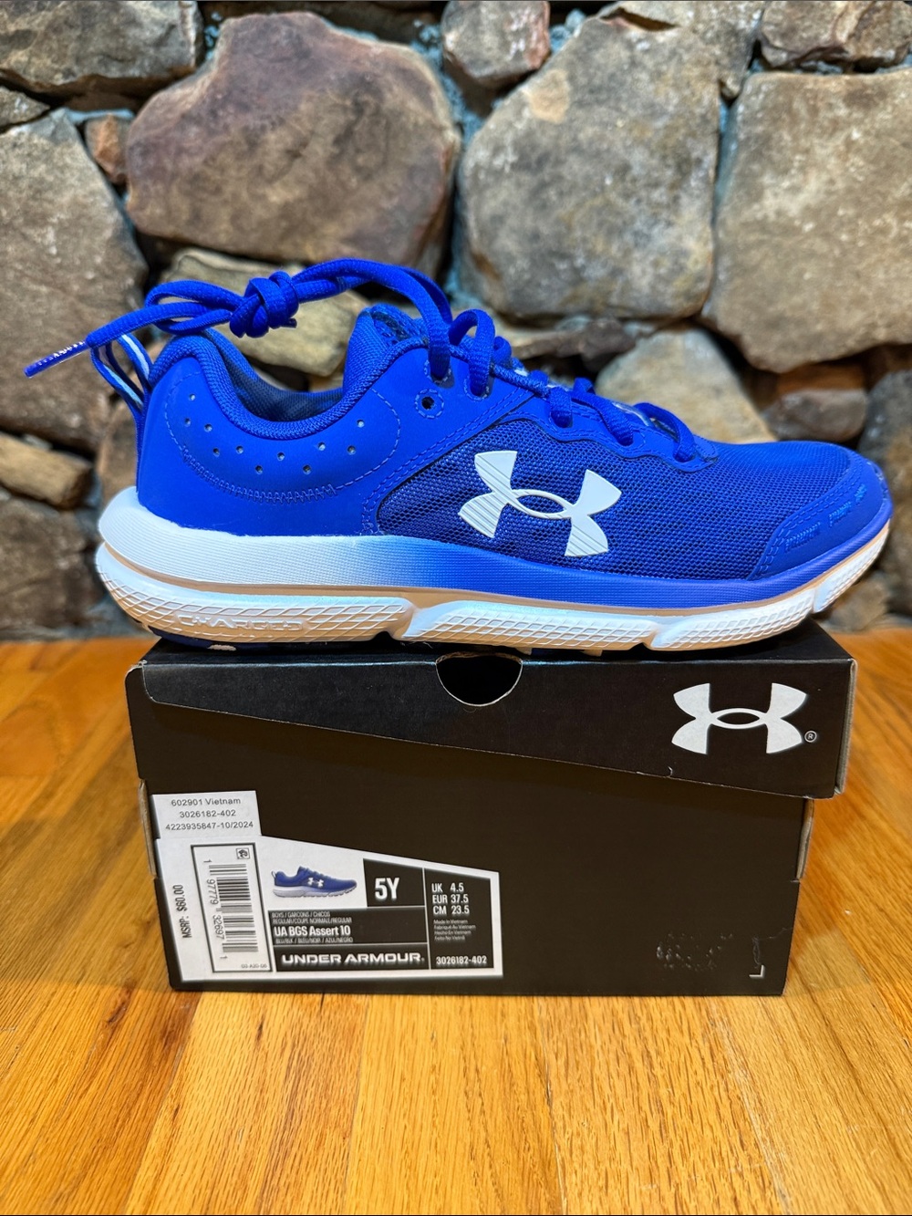 Under Armour Kids Blue Athletic Sneakers with White Logo New Size 5Y